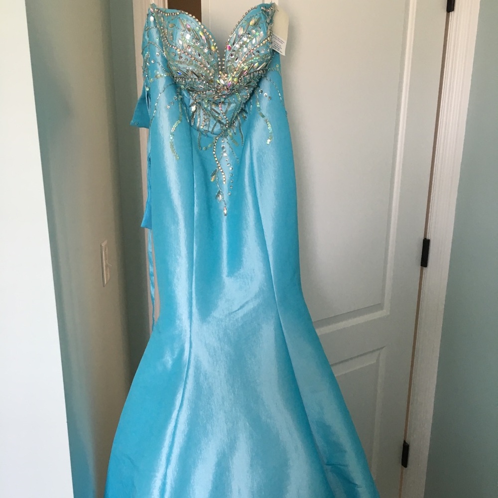 Blue mermaid prom dress